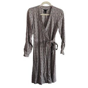 H & M Women’s SZ 2 Blue and Pink Design Long Sleeve Wrap  Dress